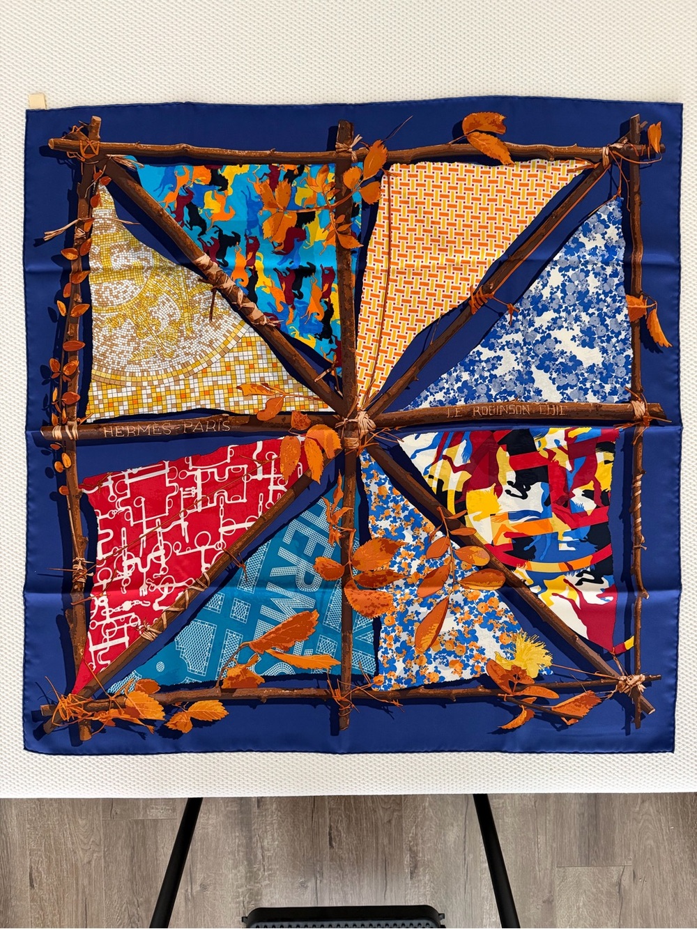 Hermes “Le Robinson Chic” silk twill scarf